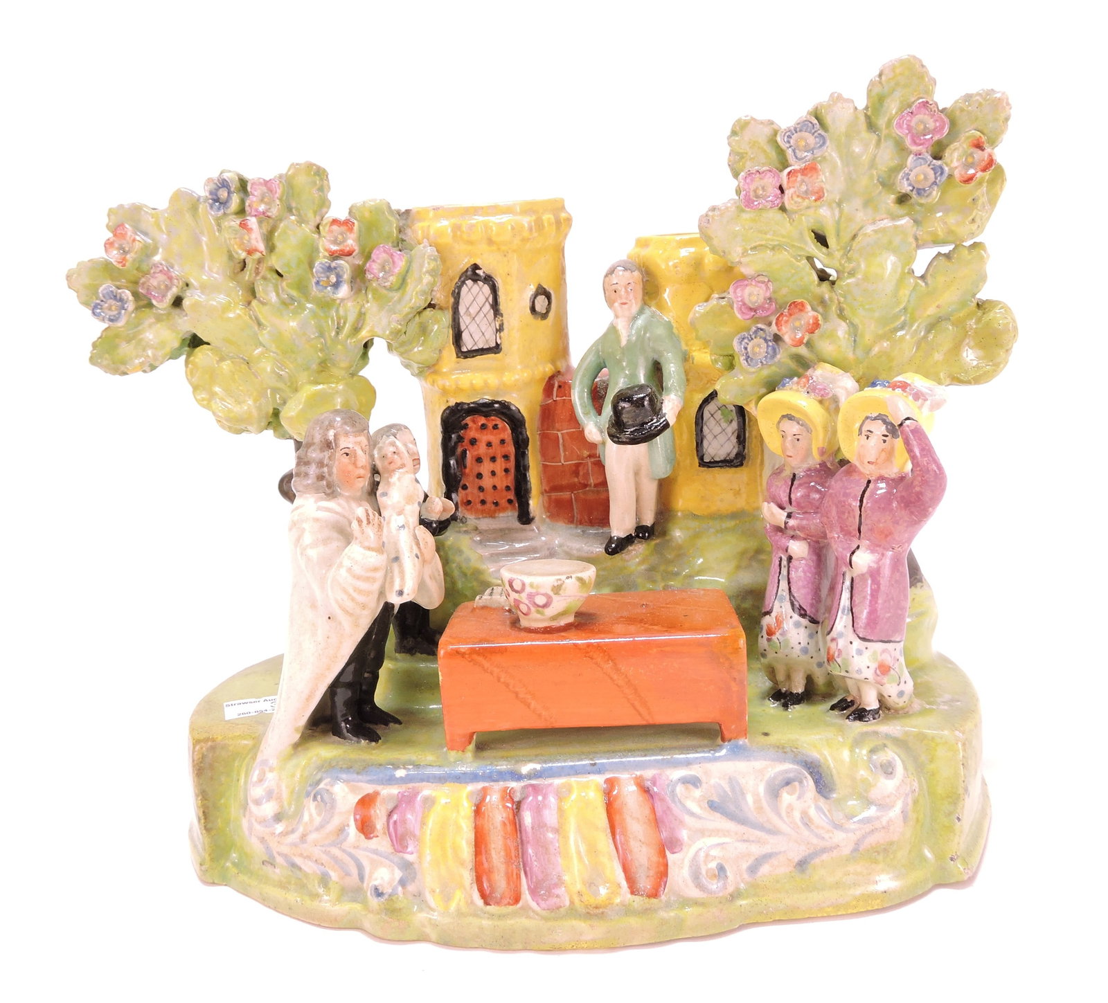 Staffordshire pearlware Christening: figural group by Sherratt, 8"