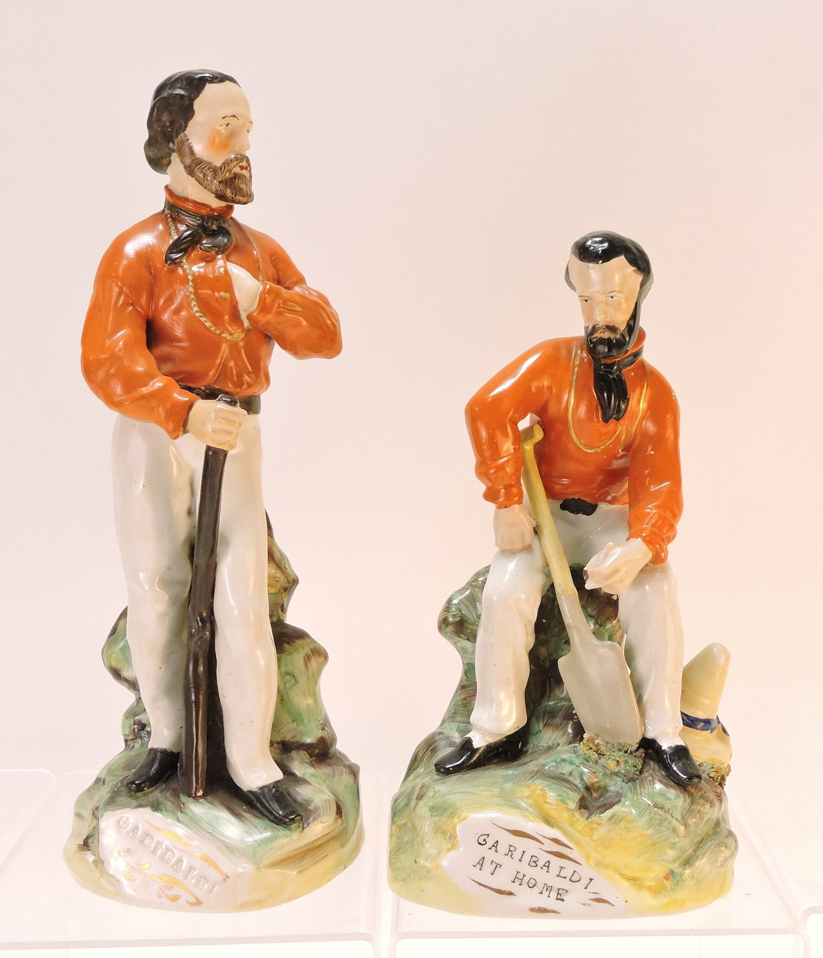 Staffordshire lot of 2 Garbaldi figures,: 10" to 12"