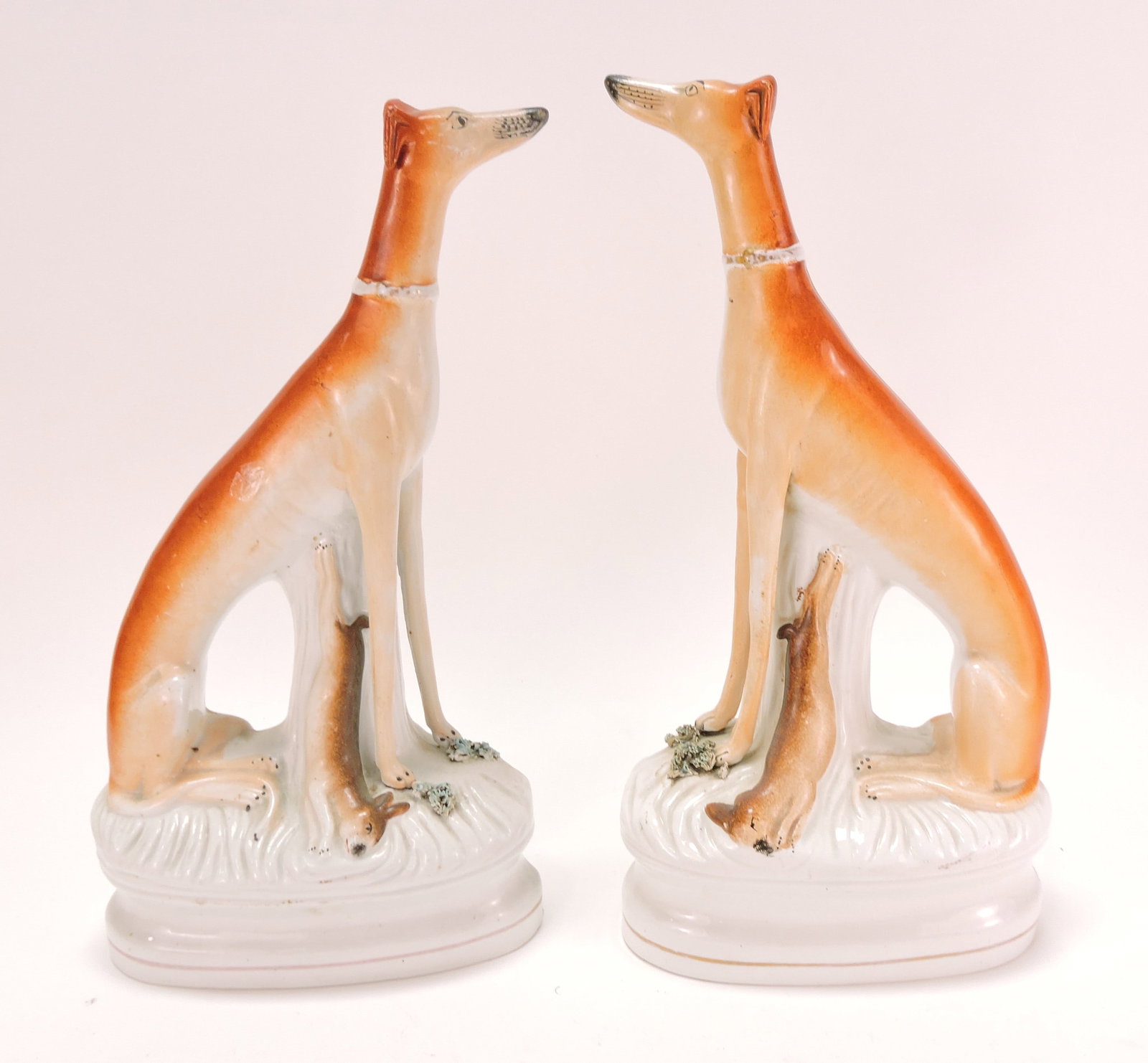 Staffordshire pair of whippet dogs,: 13"
