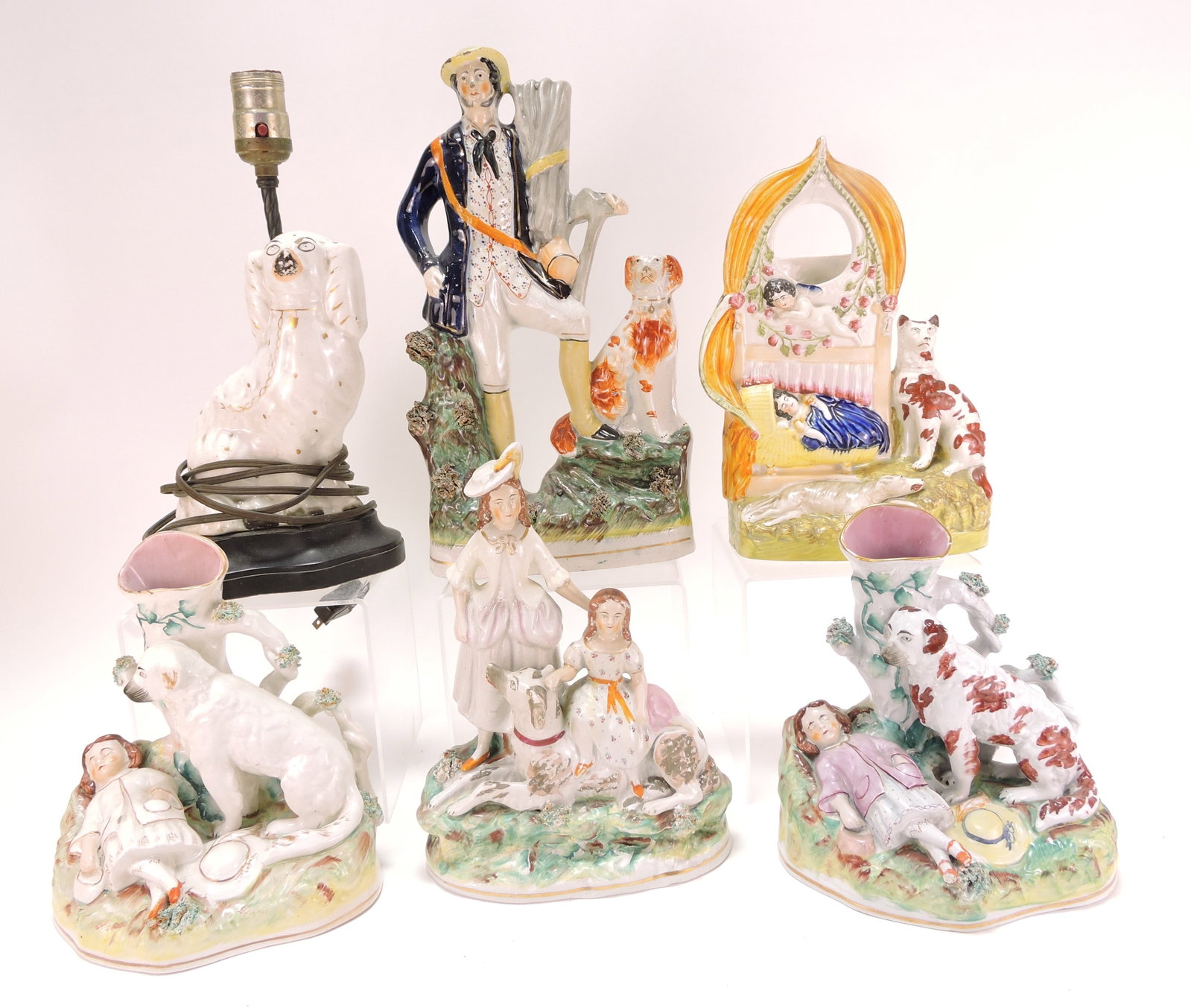 Staffordshire lot of 6 figures,: 8" to 13"