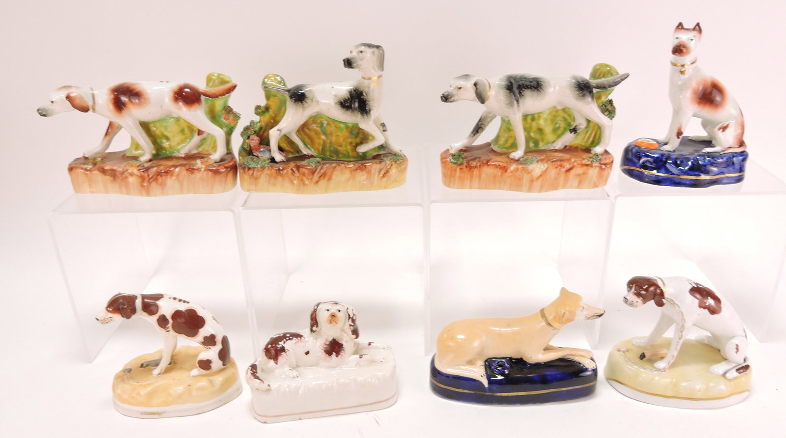 Staffordshire lot of 8 figures of dogs, (1 of 1)