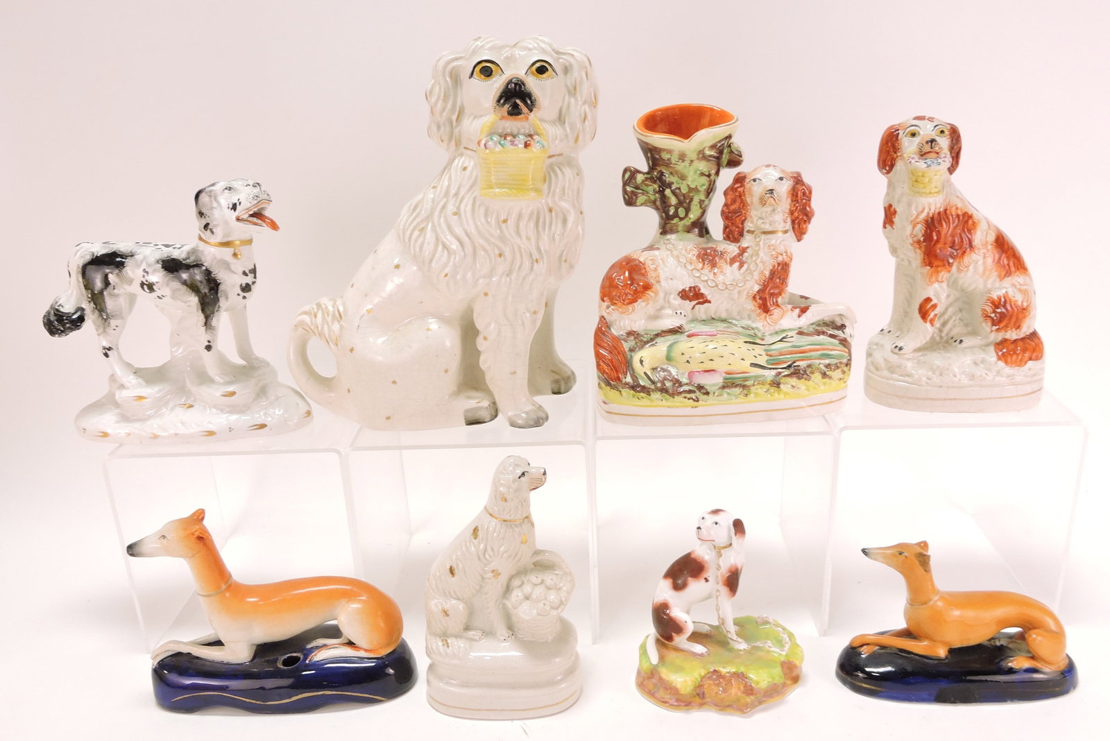 Staffordshire lot of 8 figures of dogs, (1 of 1)