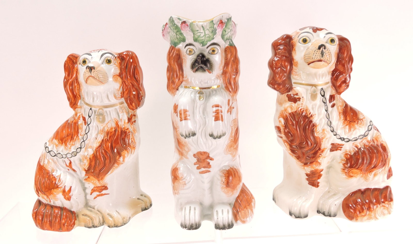Staffordshire lot of 2 russet spaniels (1 of 1)