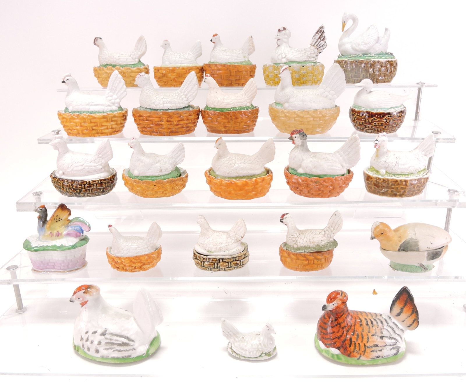 Staffordshire lot of 20 miniature hens (1 of 1)