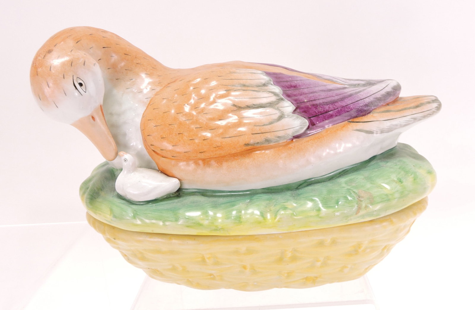 Staffordshire duck covered dish, (1 of 1)
