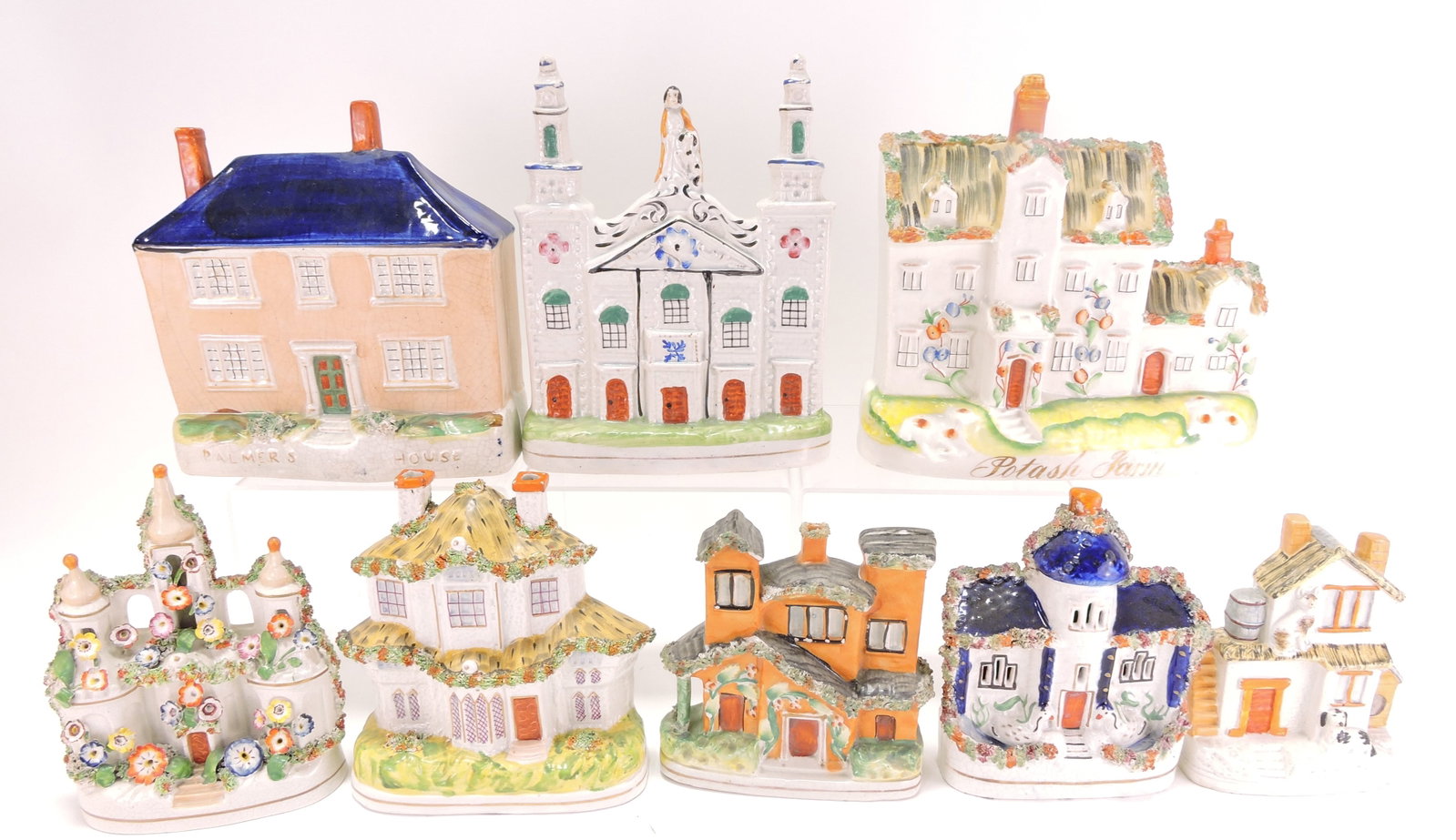 Staffordshire lot of 8 building figures,: 5 1/2" to 9"