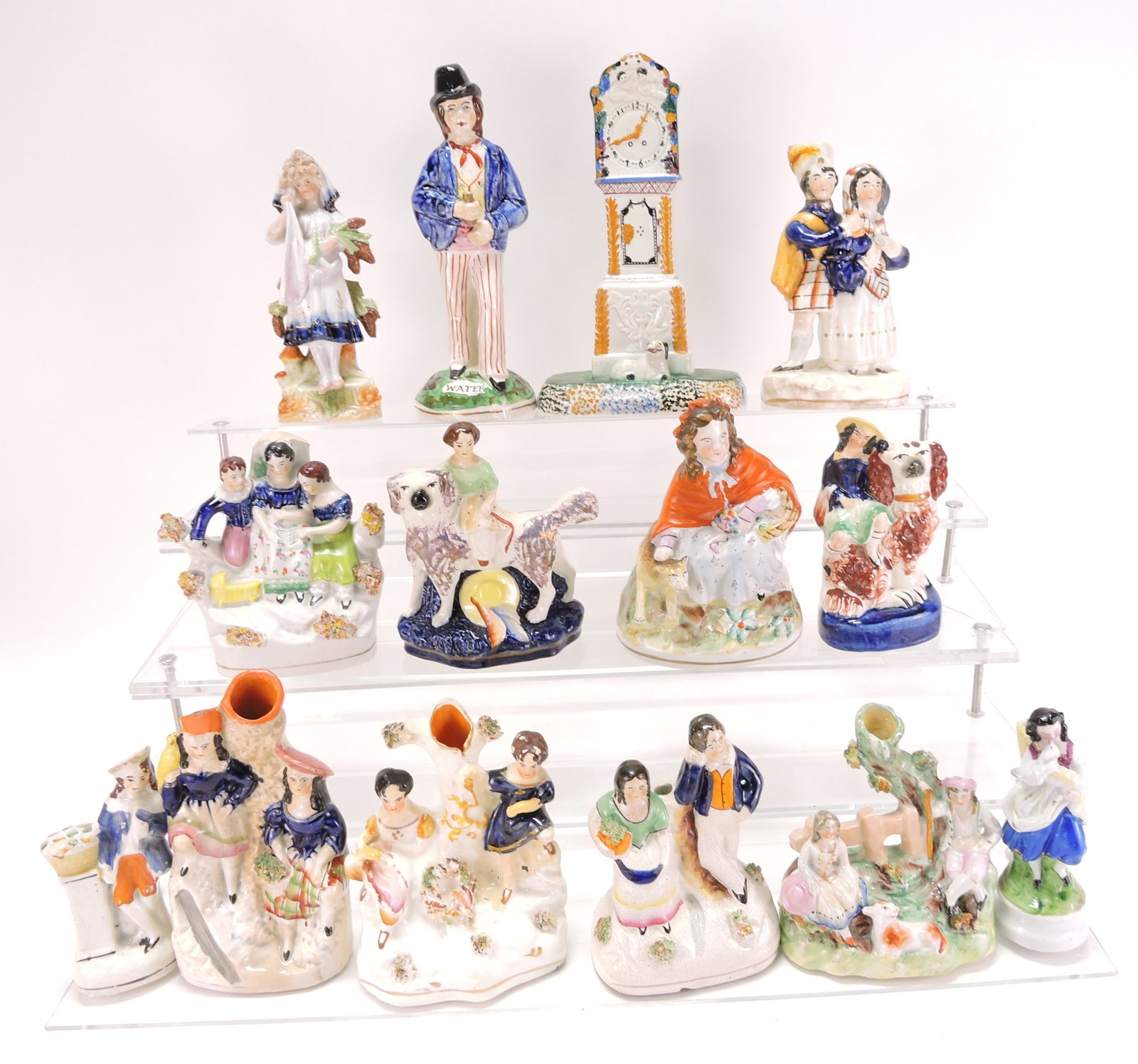 Staffordshire lot of 14 figures,: 4" to 9"