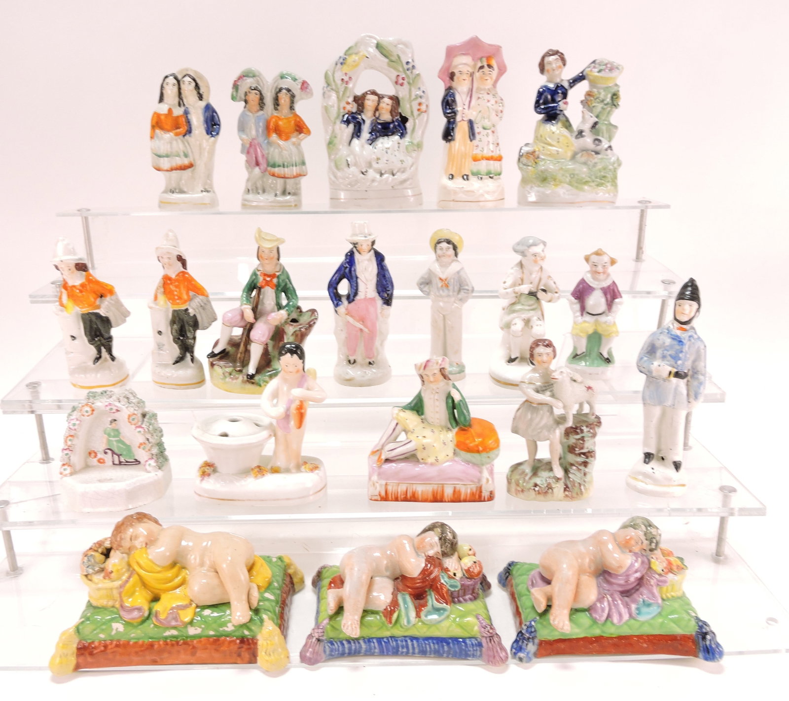 Staffordshire lot of 20 miniatures,: 2" to 5"