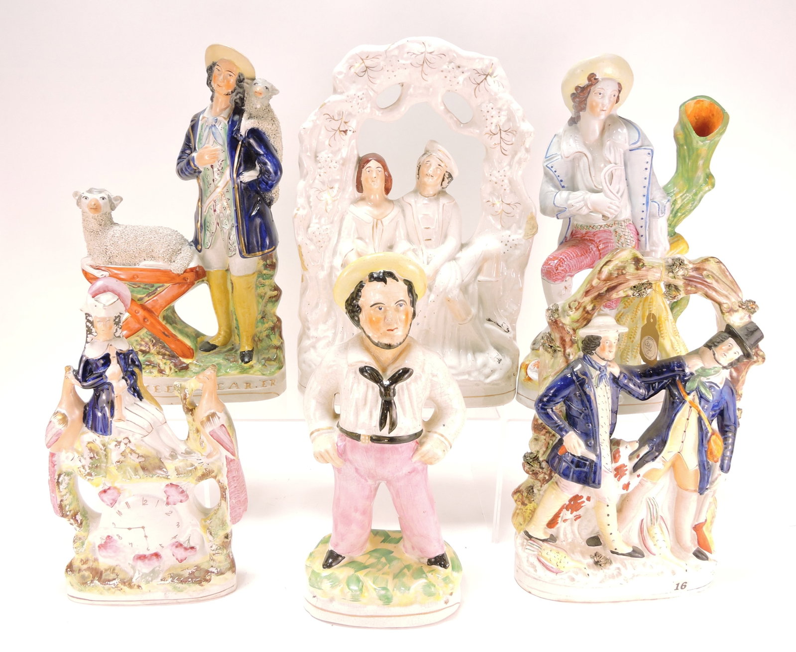 Staffordshire lot of 6 figures,: 12" to 15"