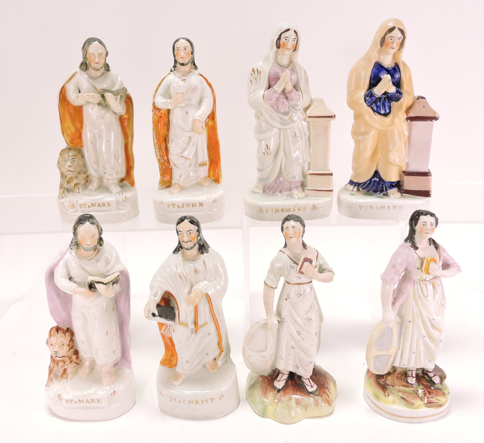 Staffordshire lot of 8 religious figures,: 7"