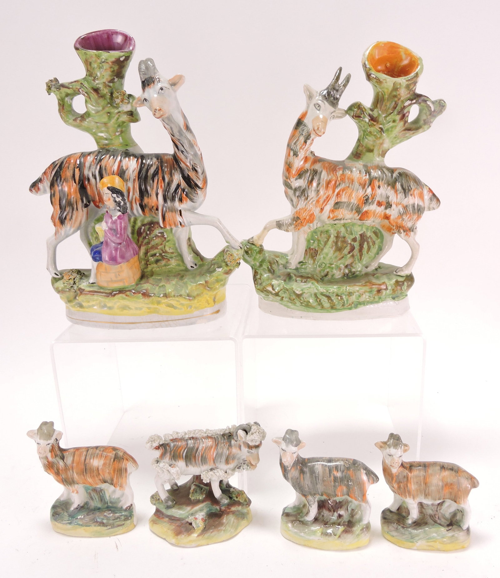 Staffordshire lot of 6 figures with goats, (1 of 1)