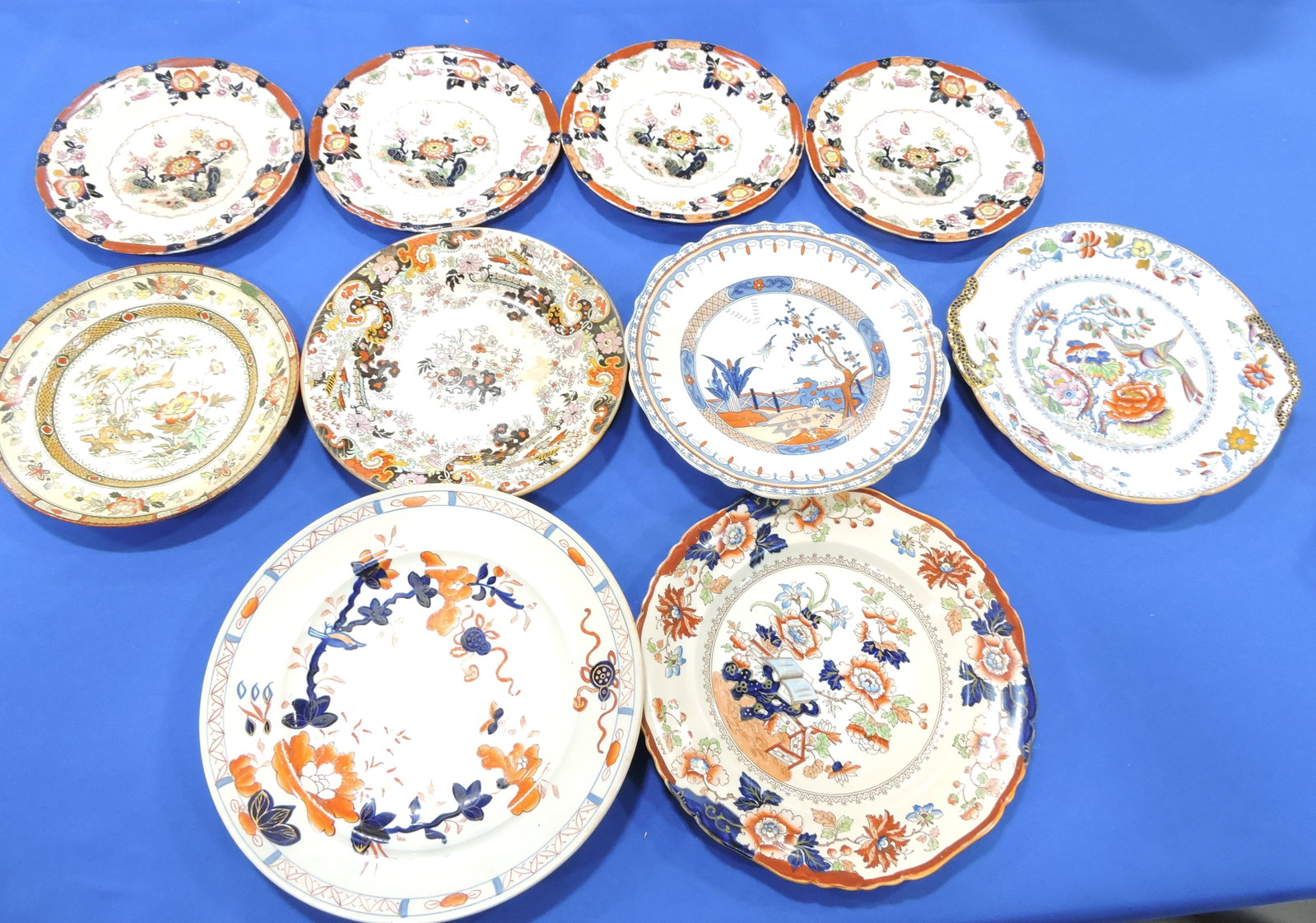 Imari and Mason's lot of 10 plates,: 8" to 10 1/2", various condition