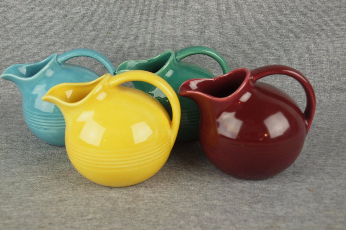 Fiesta Harlequin novelty creamer group - turquoise, spr: Fiesta Harlequin novelty creamer group - turquoise, spruce green, yellow and maroon