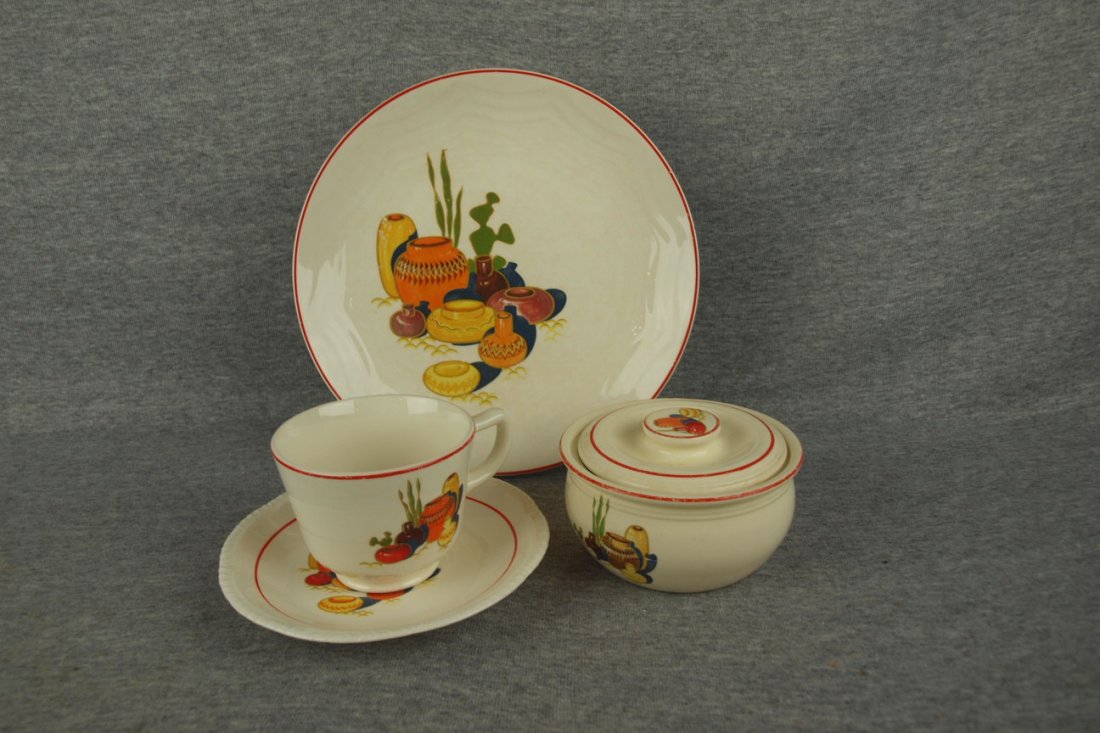 Fiesta Mexicana plate, cup/saucer and individual casser: Fiesta Mexicana plate, cup/saucer and individual casserole