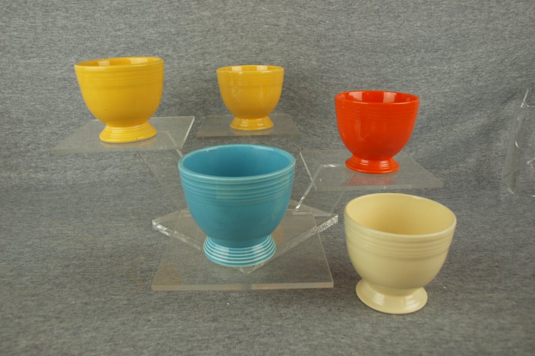 Fiesta egg cup group - 2 yellow, red, turquoise and ivo: Fiesta egg cup group - 2 yellow, red, turquoise and ivory