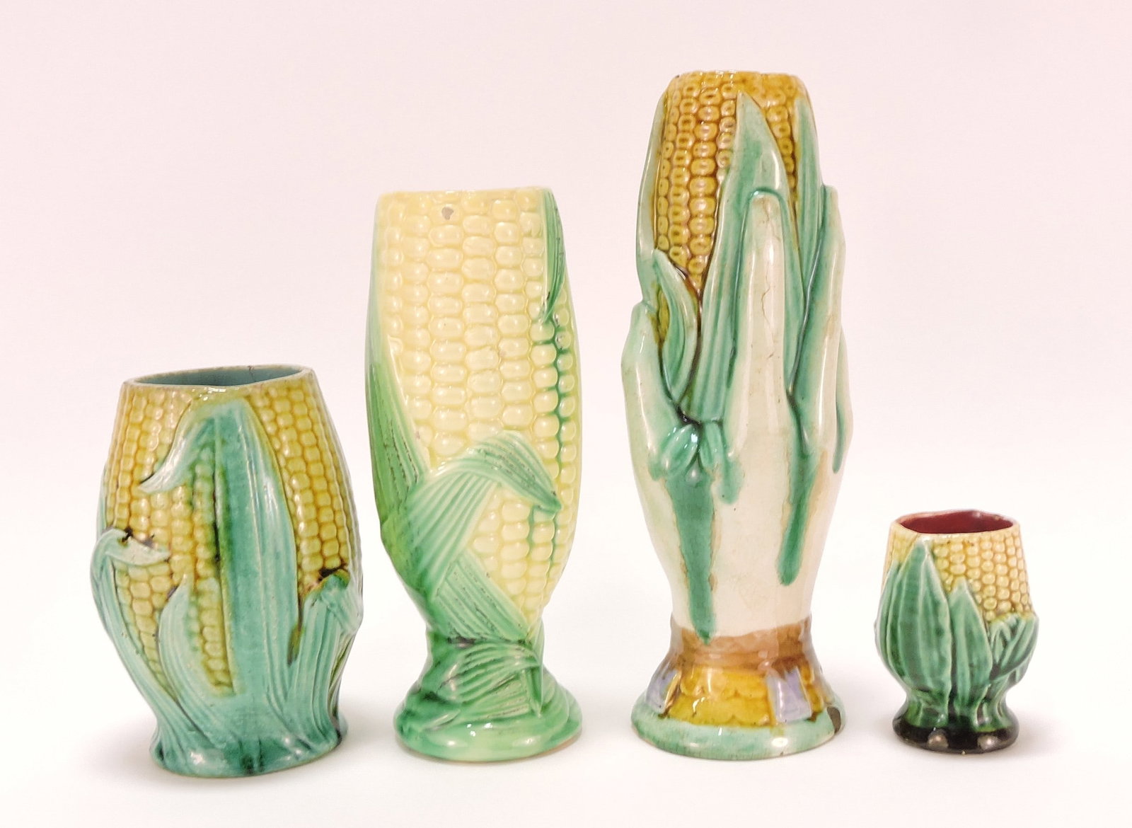Majolica corn pattern lot of 3 vases (1 of 1)