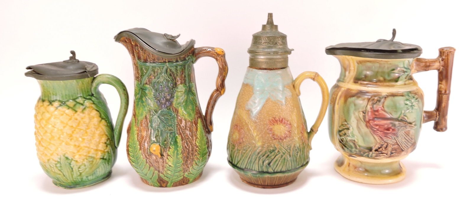 Majolica lot of 4 pewter topped (some (1 of 1)