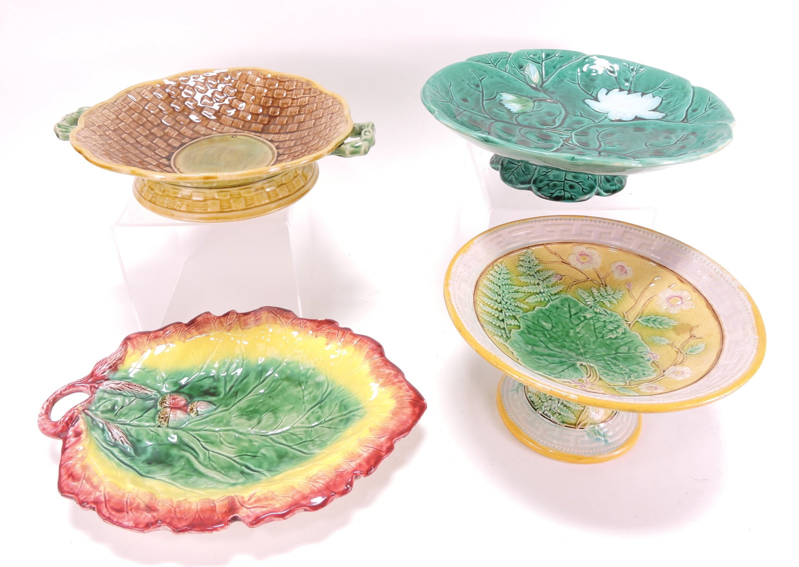 Majolica lot of 3 compotes and one (1 of 1)