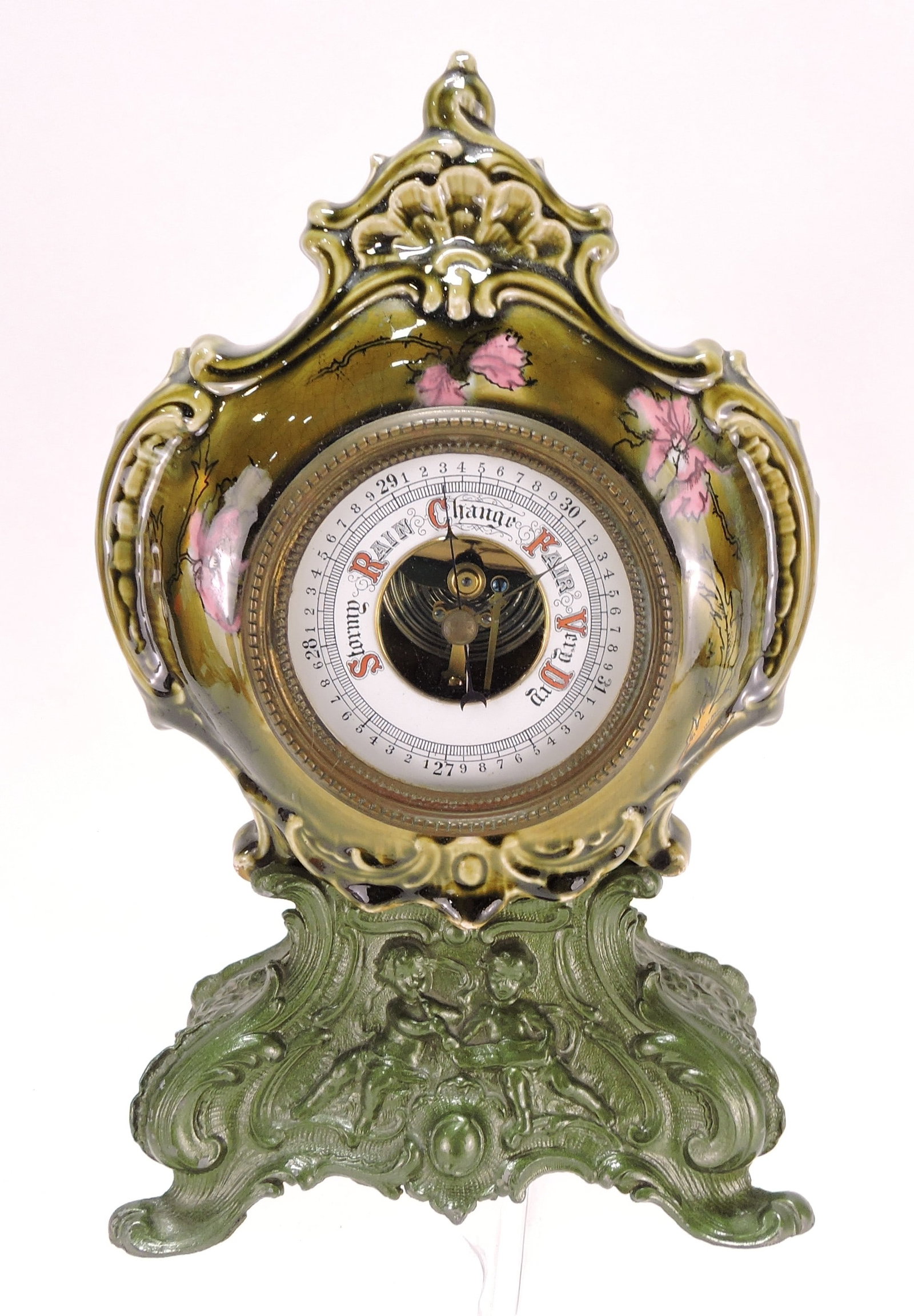 Barometer with majolica case and (1 of 2)