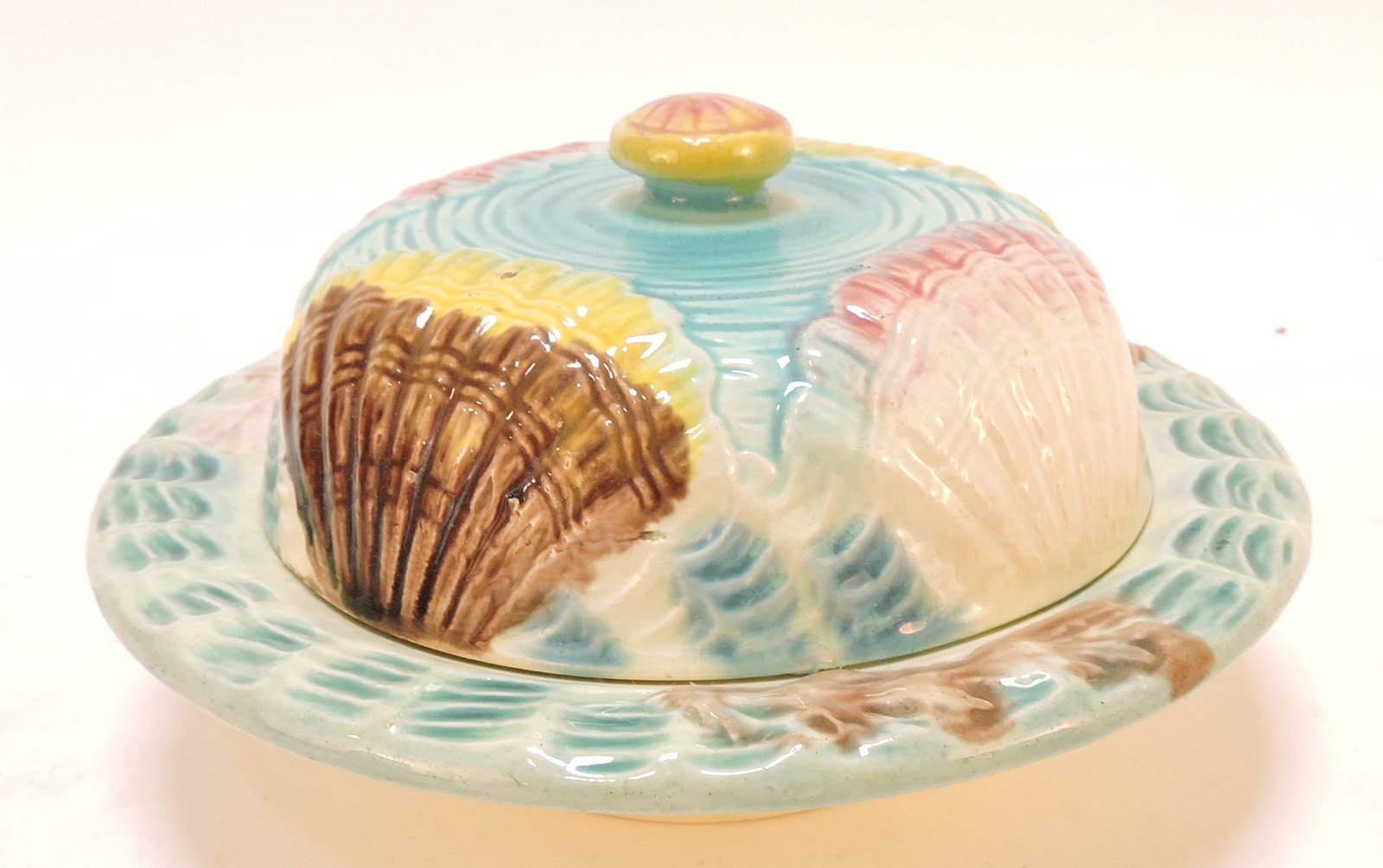 Majolica shells and waves butter dish (1 of 1)