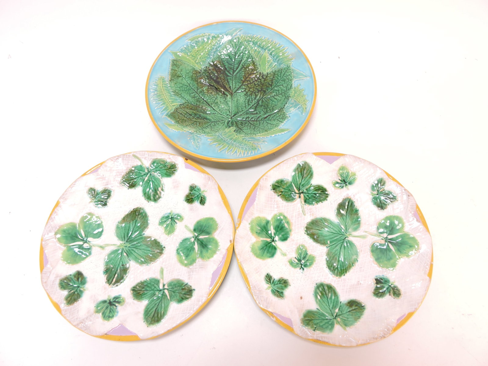 George Jones majolica lot of 3 plates: (1 of 1)