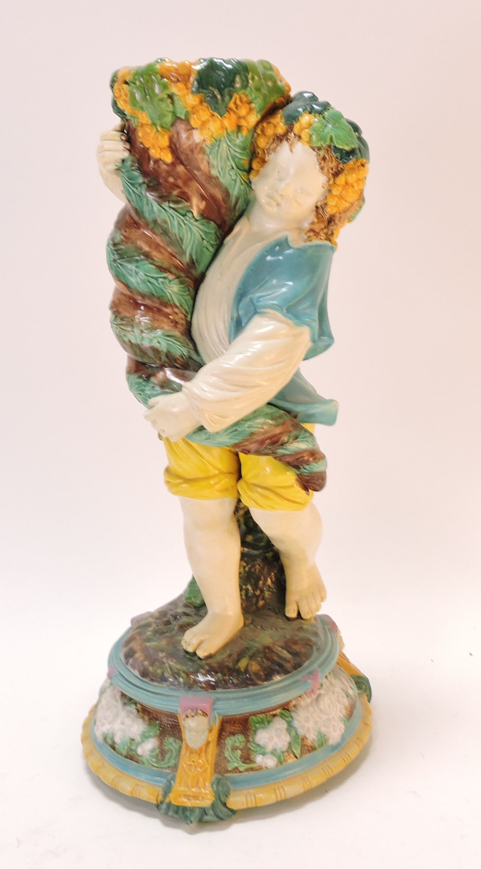 English majolica 15" figural vase (1 of 1)