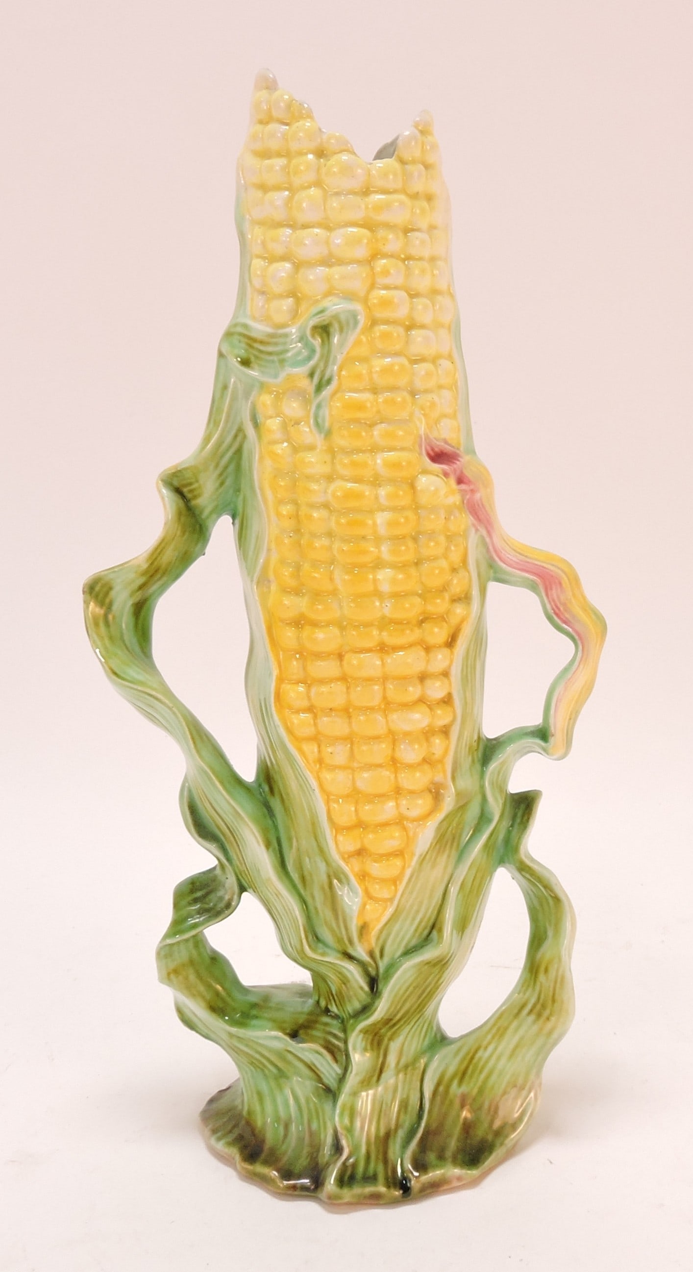 Majolica corn vase, 10": .