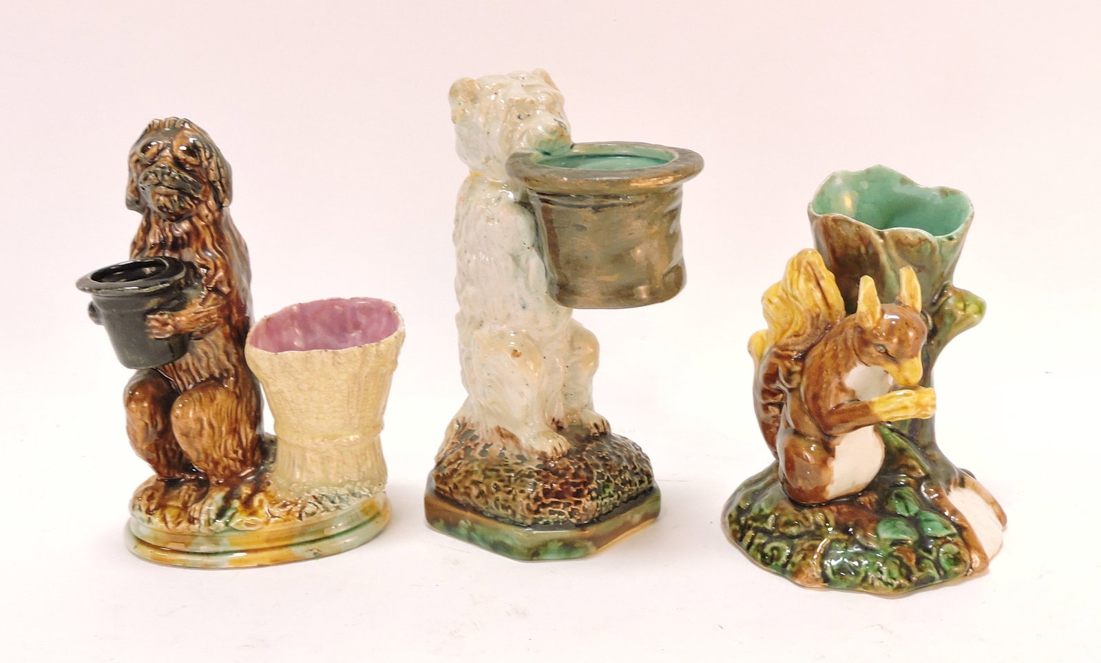 Majolica lot of 2 begging dog toothpick (1 of 1)