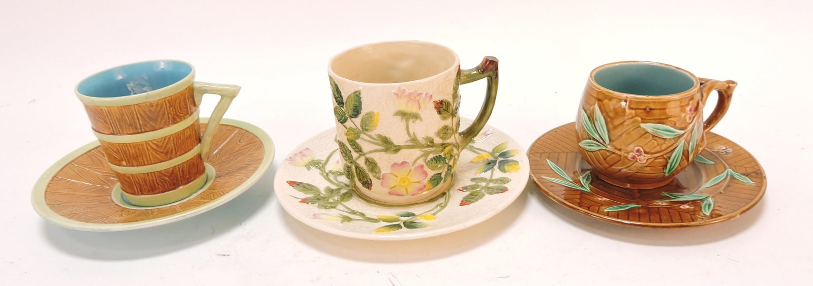 Majolica lot of 3 cups & saucers; Royal (1 of 1)