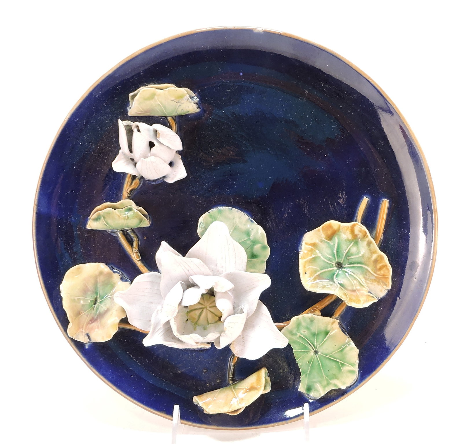 Forester (attributed) majolica cobalt plaque (1 of 1)