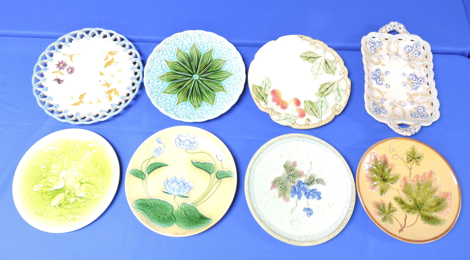 Majolica lot of 8 large chargers/platters, (1 of 1)