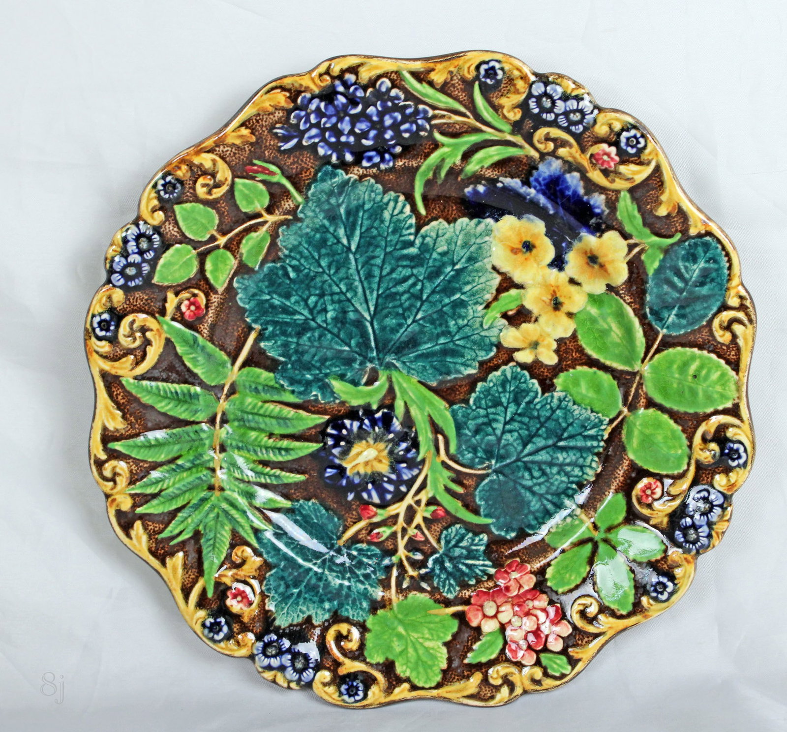 Samuel Alcock majolica floral leaf and (1 of 2)