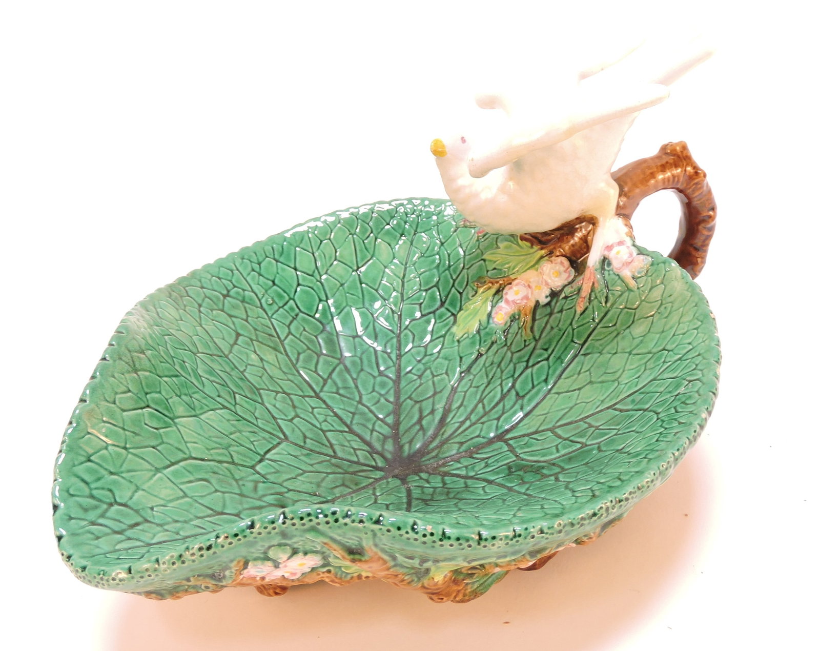 George Jones majolica leaf server with (1 of 3)