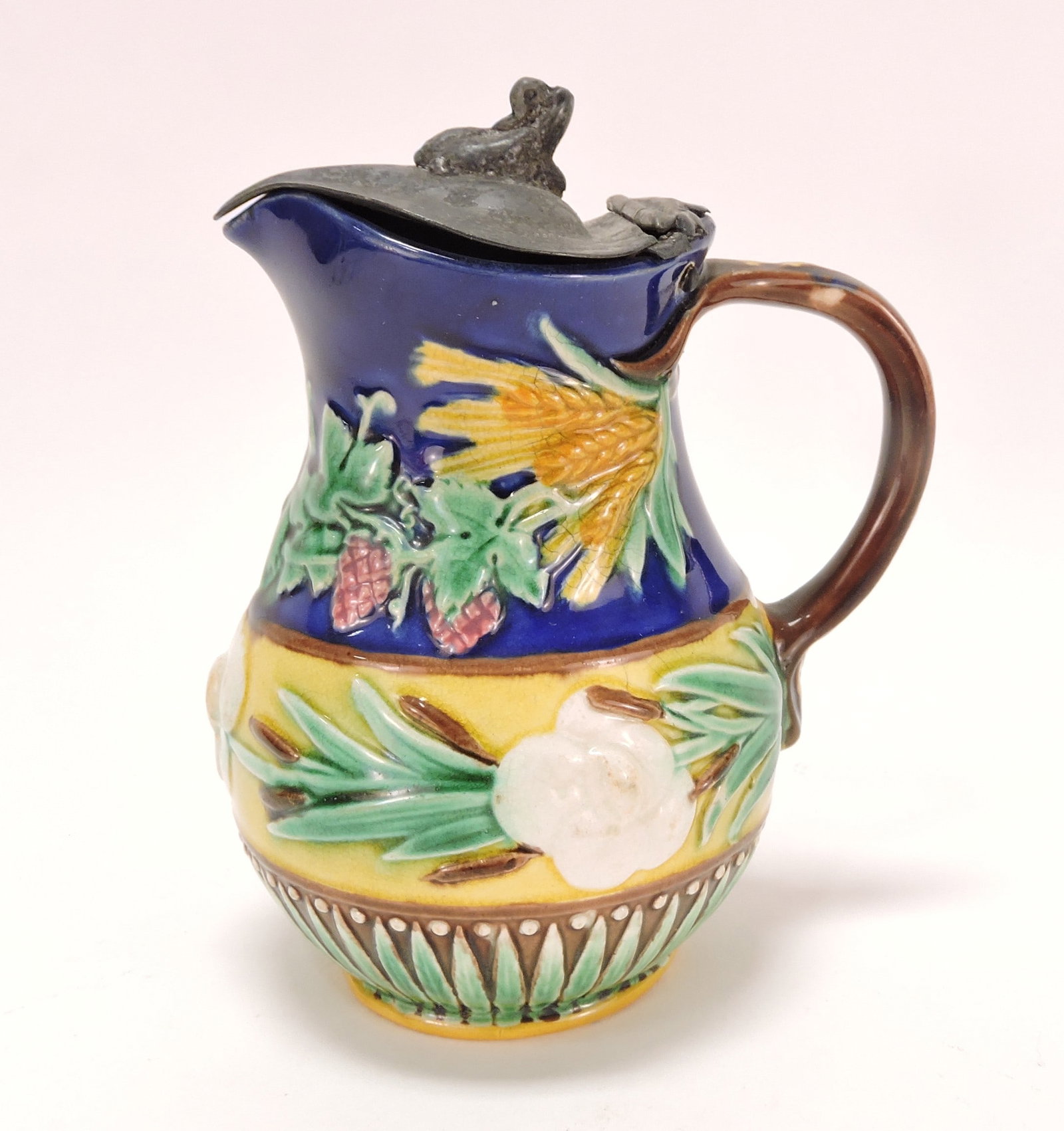 Wedgwood cobalt majolica syrup jug,: 5 1/2"