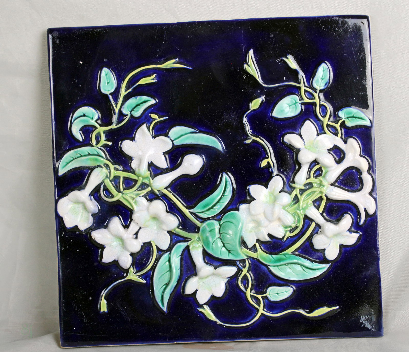 Goerge Jones majolica cobalt ground (1 of 2)