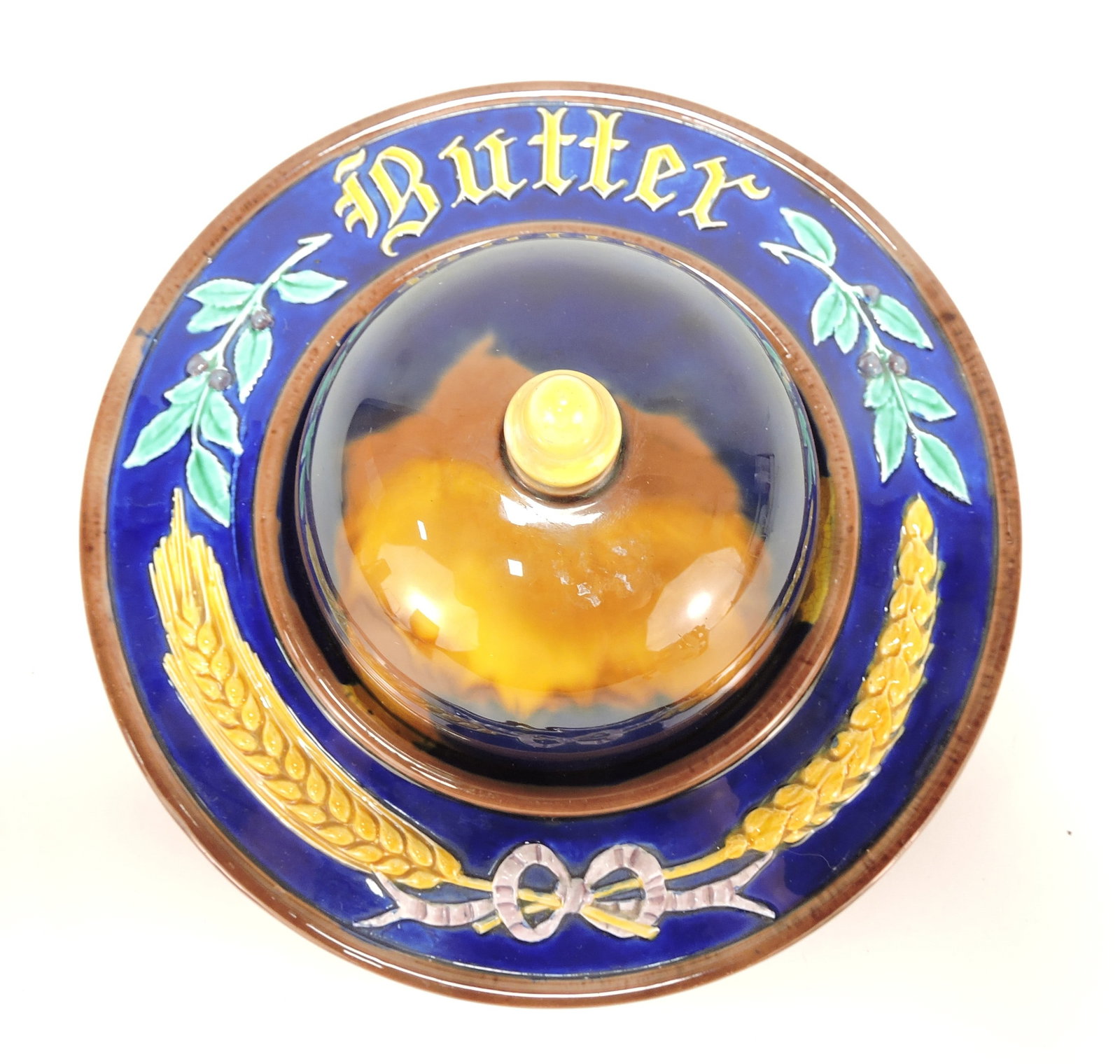 Wedgwood cobalt majolica rare butter (1 of 3)