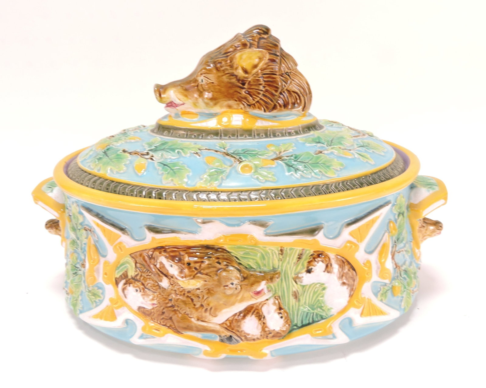 George Jones majolica turquoise boar's (1 of 6)