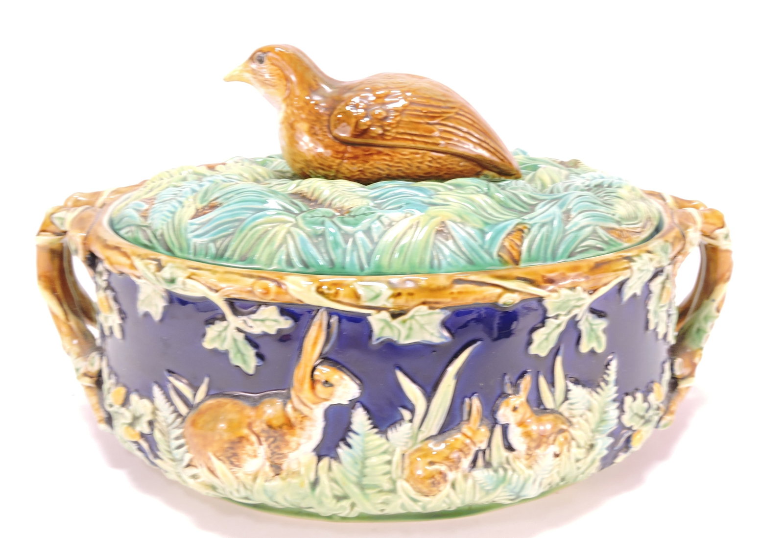 George Jones cobalt majolica game dish (1 of 4)