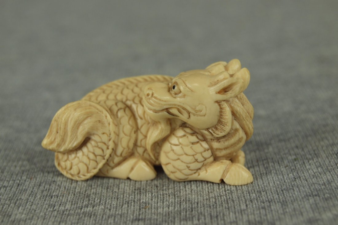 Ivory netsuke of sea dragon, 2": Ivory netsuke of sea dragon, 2"