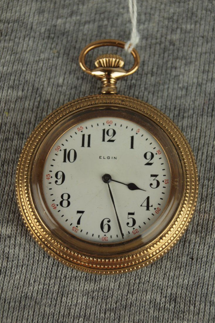Elgin open face pocke watch, 10s, 7j, golf filled case: Elgin open face pocke watch, 10s, 7j, golf filled case