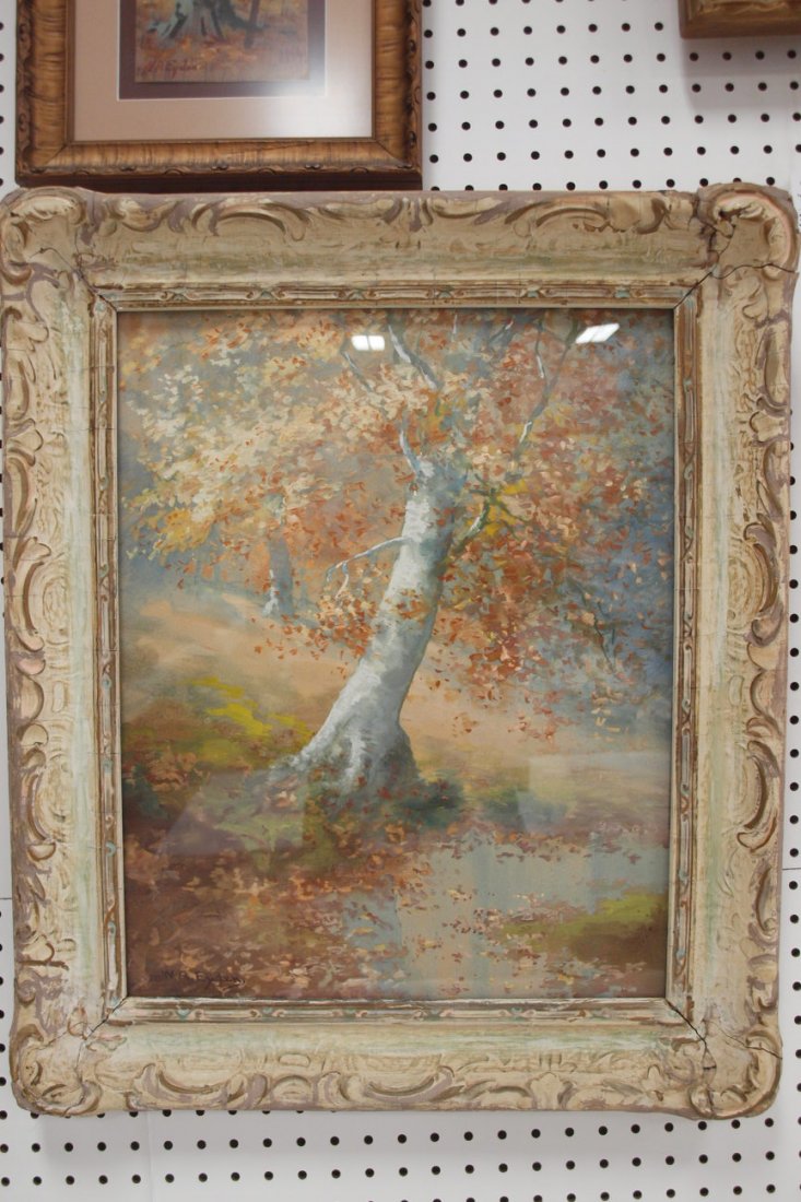 Fall landscape birch tree water color by W.A. Eyden an: Fall landscape birch tree water color by W.A. Eyden an Indiana artist, 16" x 20"