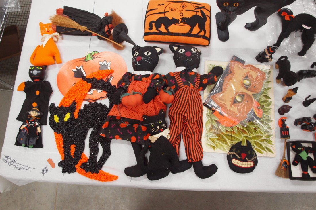 Halloween large lot of assorted decorations - dolls,: Halloween large lot of assorted decorations - dolls, candles, cardboard die cuts and more