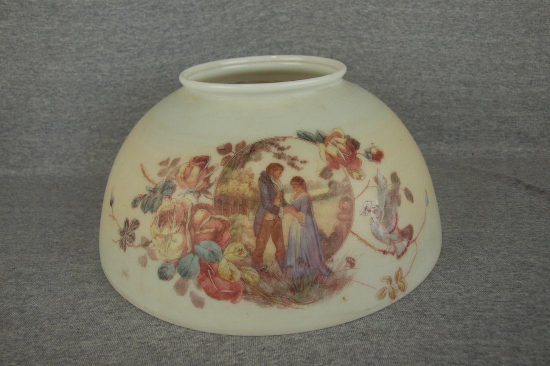 Mt. Washington type hanging lamp shade with romantic: Mt. Washington type hanging lamp shade with romantic couple, 14"d