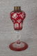 French crystal cranberry cut to clear oil lamp base, 8