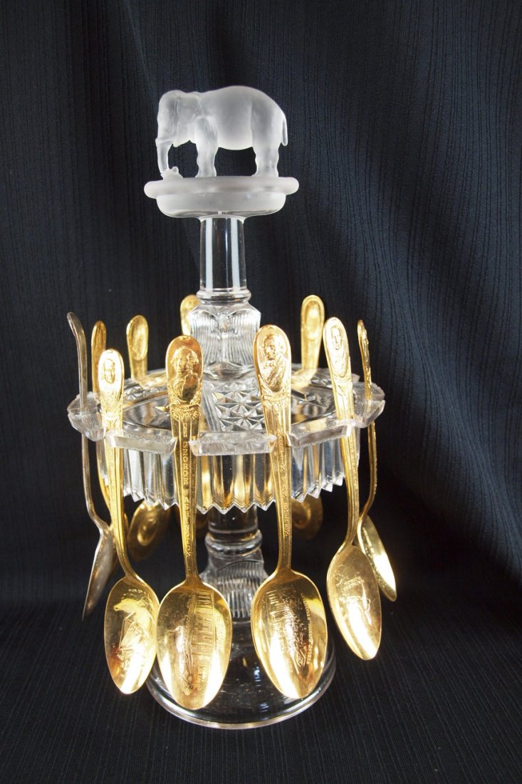 EAPG rare Jumbo spoon holder, chips to spoon slots, 12": EAPG rare Jumbo spoon holder, chips to spoon slots, 12"
