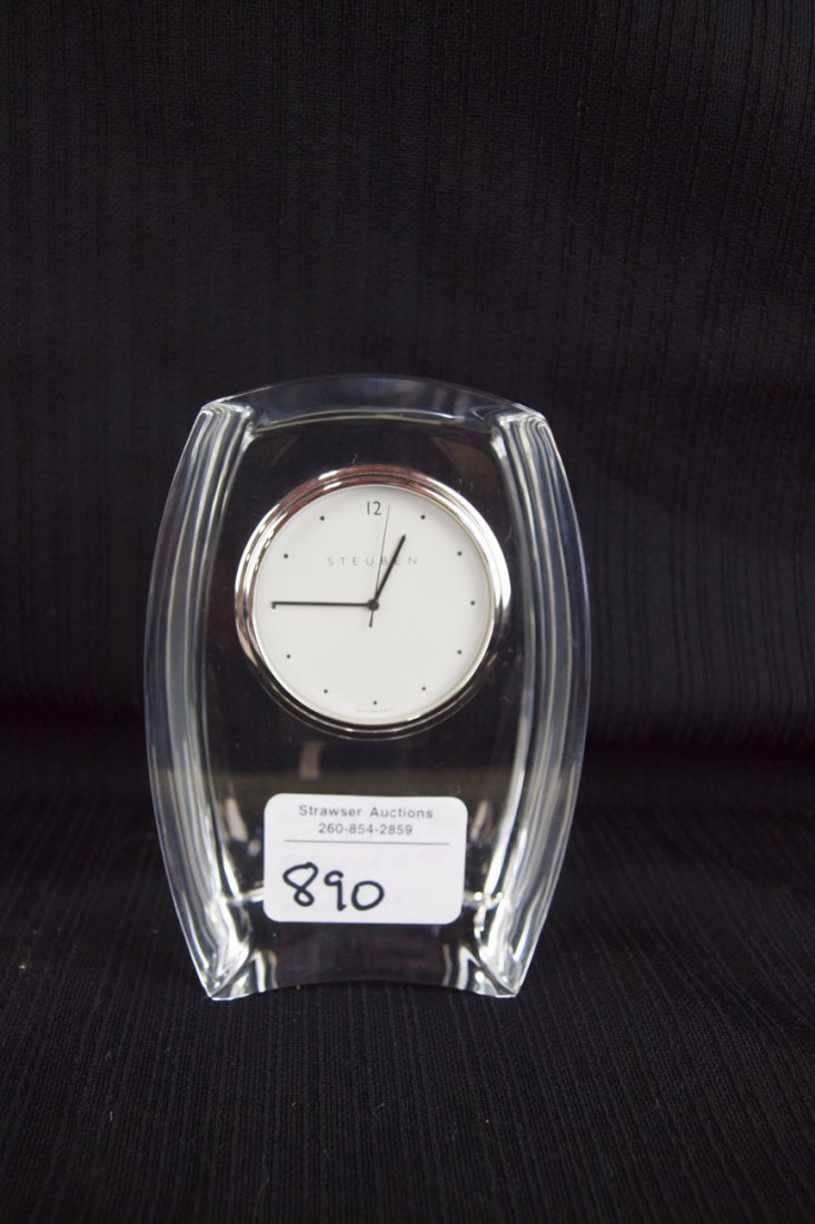 Steuben crystal clock, 4 3/4": Steuben crystal clock, 4 3/4"