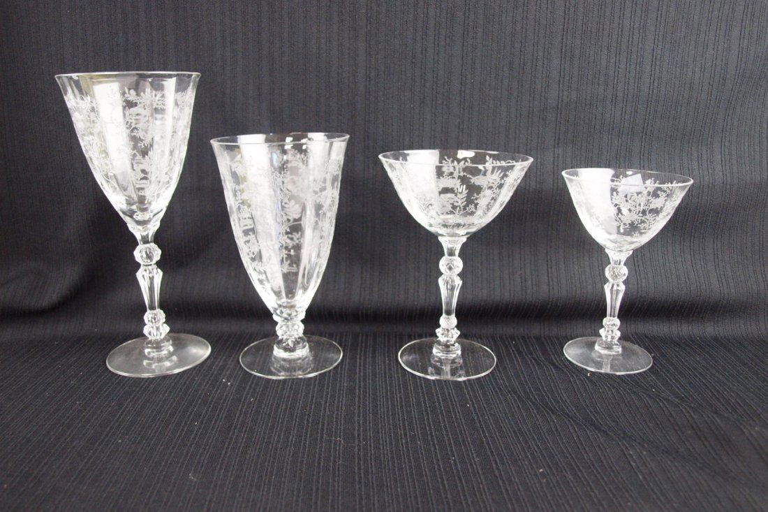 Fostoria Chintz set of stemware - 4-7 3/4", 13-6", 1-5: Fostoria Chintz set of stemware - 4-7 3/4", 13-6", 1-5 1/2", 1-5"