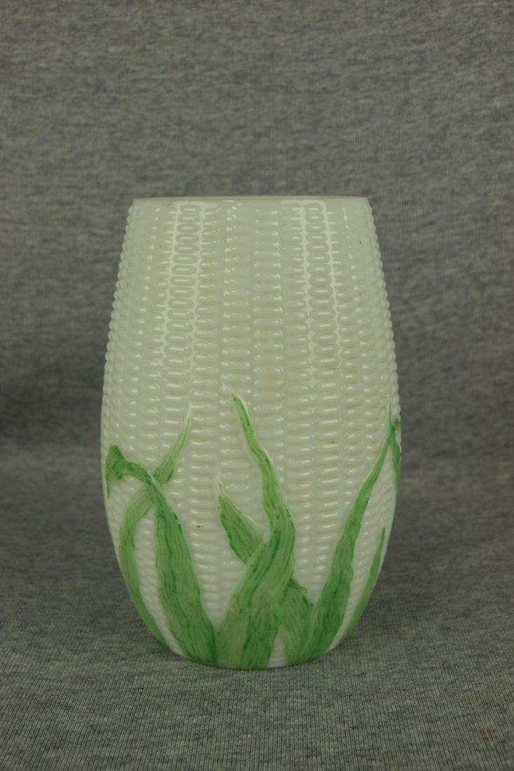 Corn Maize art glass celery vase, 6 1/2": Corn Maize art glass celery vase, 6 1/2"