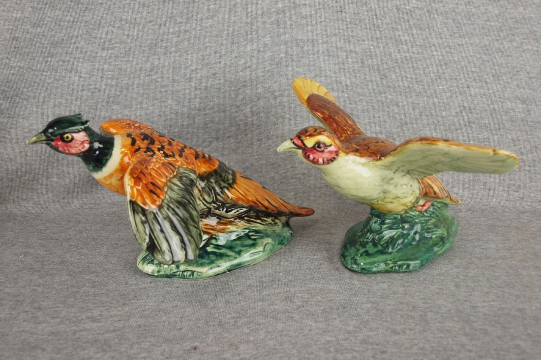 Stangl Pottery cock & hen Pheasant figures, 3491 and: Stangl Pottery cock & hen Pheasant figures, 3491 and 3492