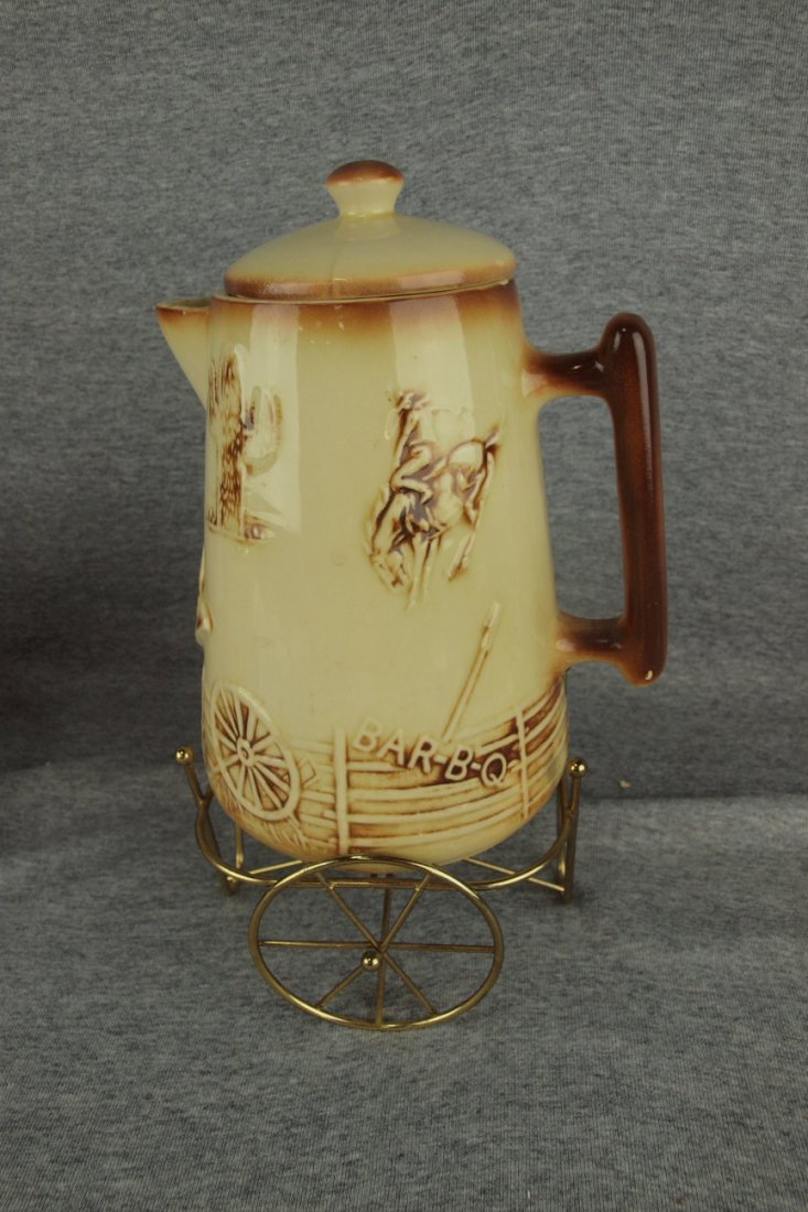McCoy El Ranchero coffee pot and stand: McCoy El Ranchero coffee pot and stand